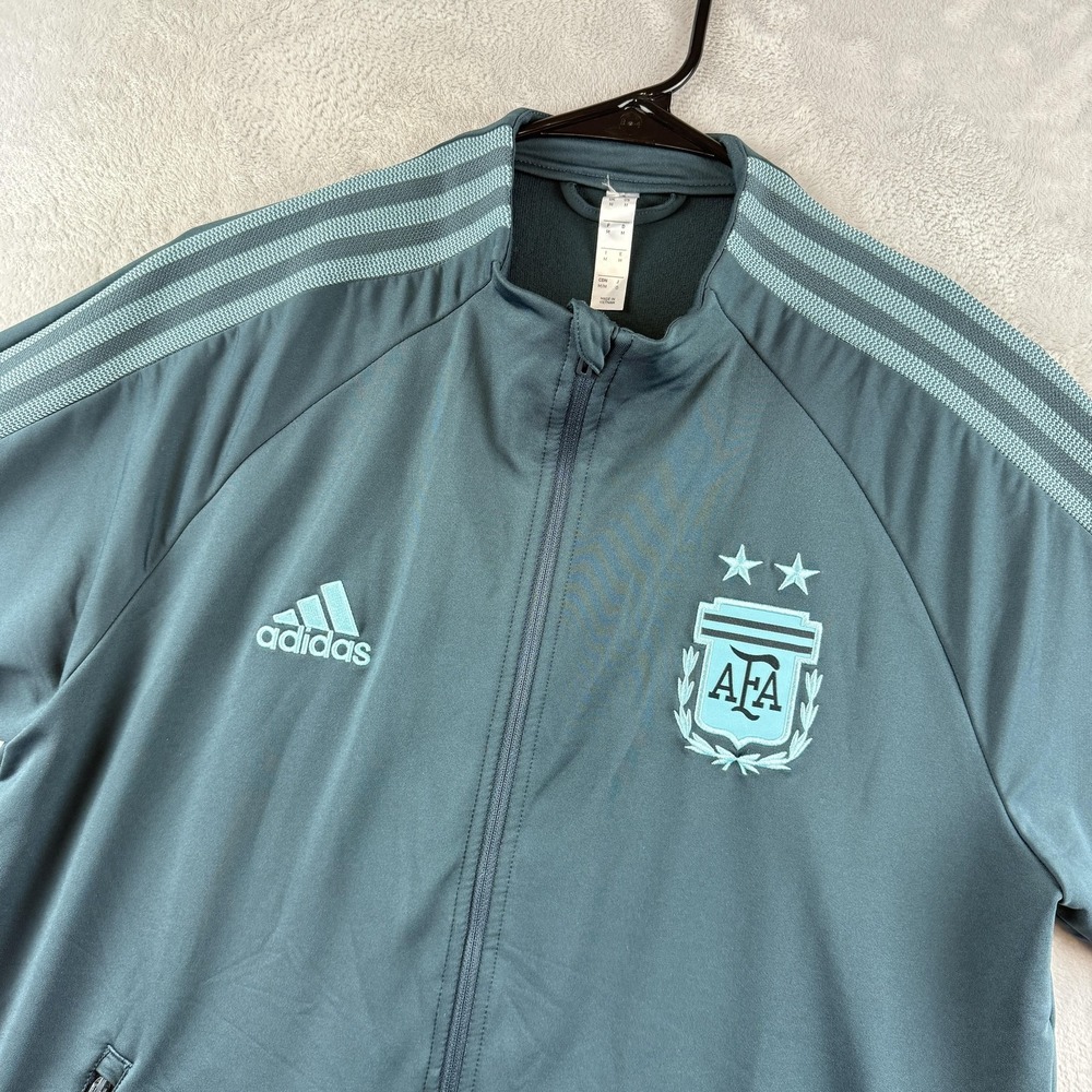 Argentina Soccer Track Jacket Mens Medium Teal Blue Full Zip AFA Crest Adidas